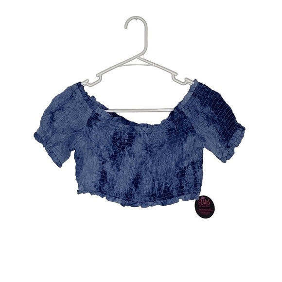 2/$30 Hot Miami Styles Blue Smocked Crop Top Skirt Tie Dye Two Piece Set Large - Picture 6 of 16